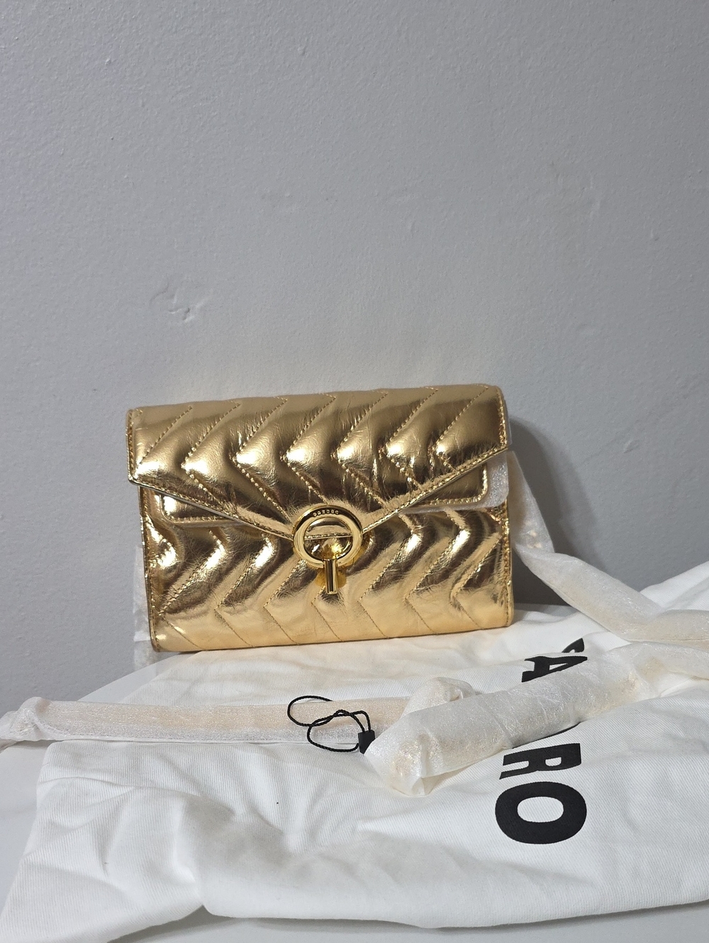 Gold Quilted Crossbody Bag - Women